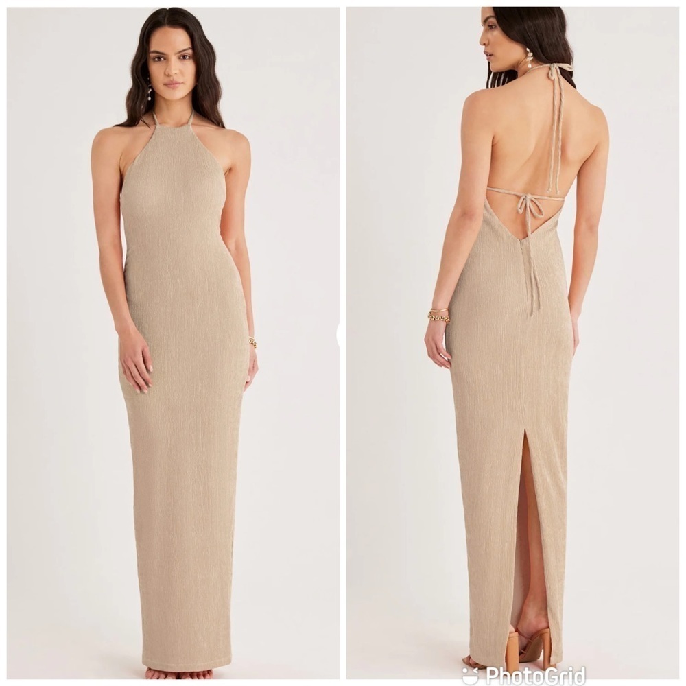 Rumer The Label Katia Maxi Dress Nude Halter New with Tags!